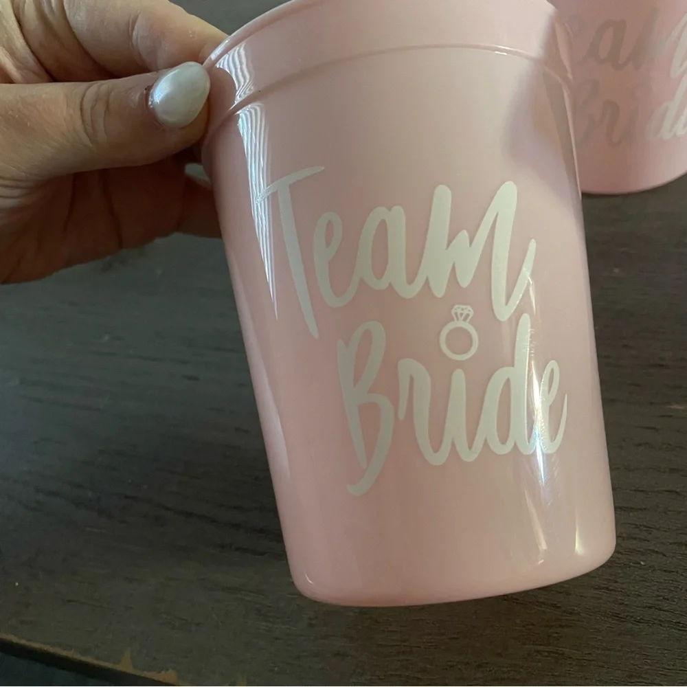 NWOT Set of 3 Pink 'Team Bride' Cups